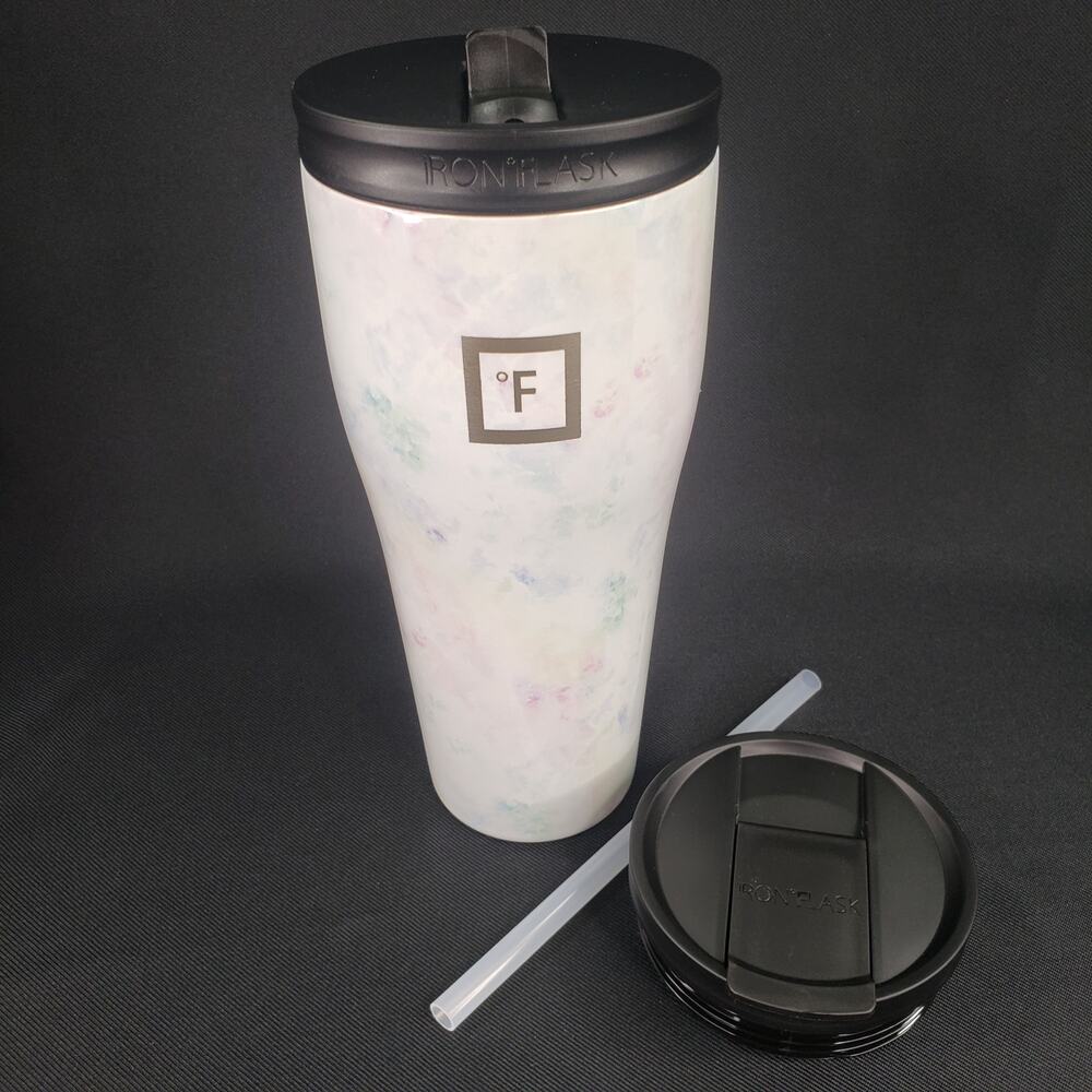 IRON °FLASK Rover Tumbler Pearl 32oz Vacuum Insulated 2 Lids 2 Straws Drink Cup